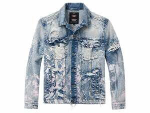 Jordan Craig Legacy Edition Distressed Paint Splatter Denim Jacket Size L